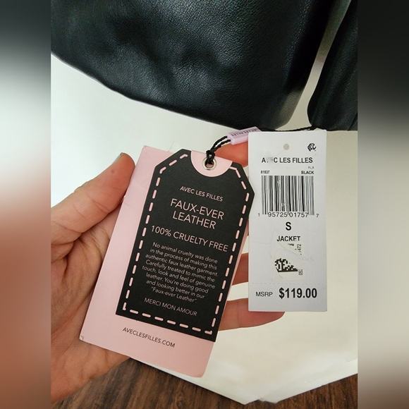 Avec Les Filles Vegan Leather Blazer size S - Picture 5 of 6